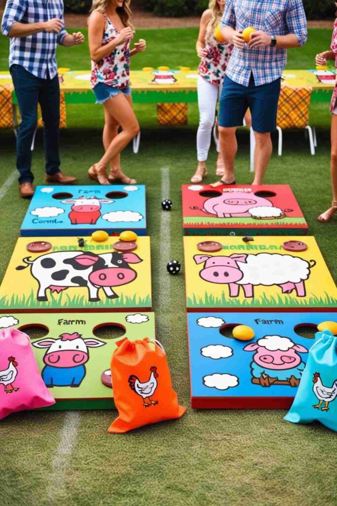 Cornhole with Farm Animal Designs