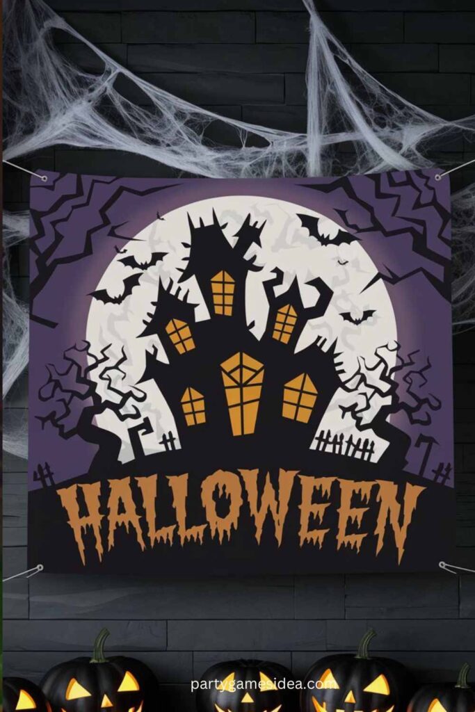 Haunted House Silhouette Banner