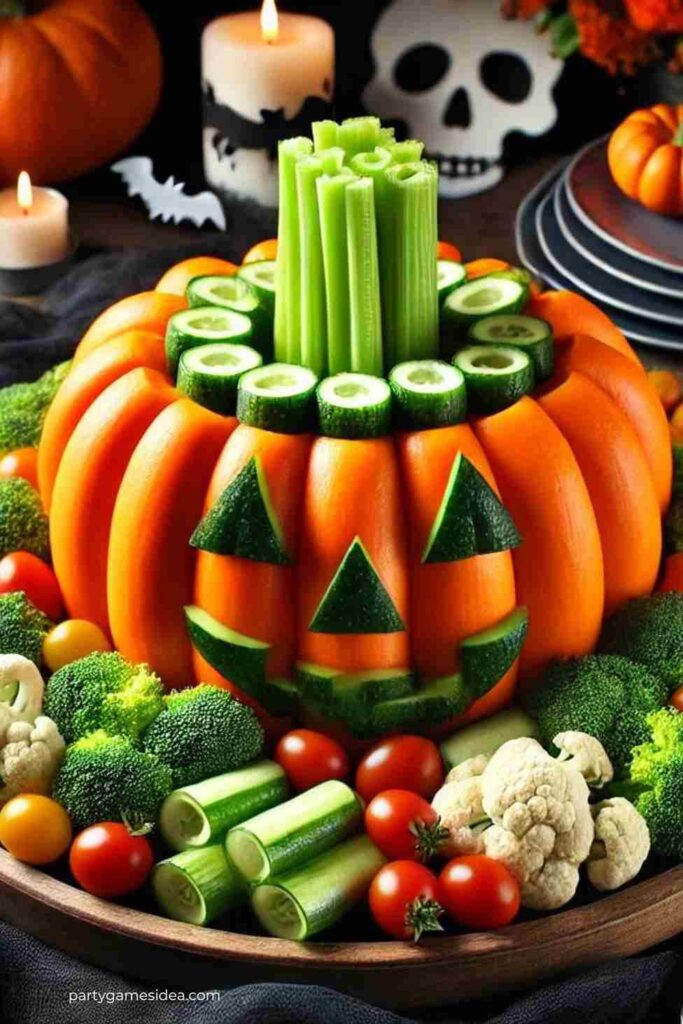 Pumpkin-Shaped Veggie Platter