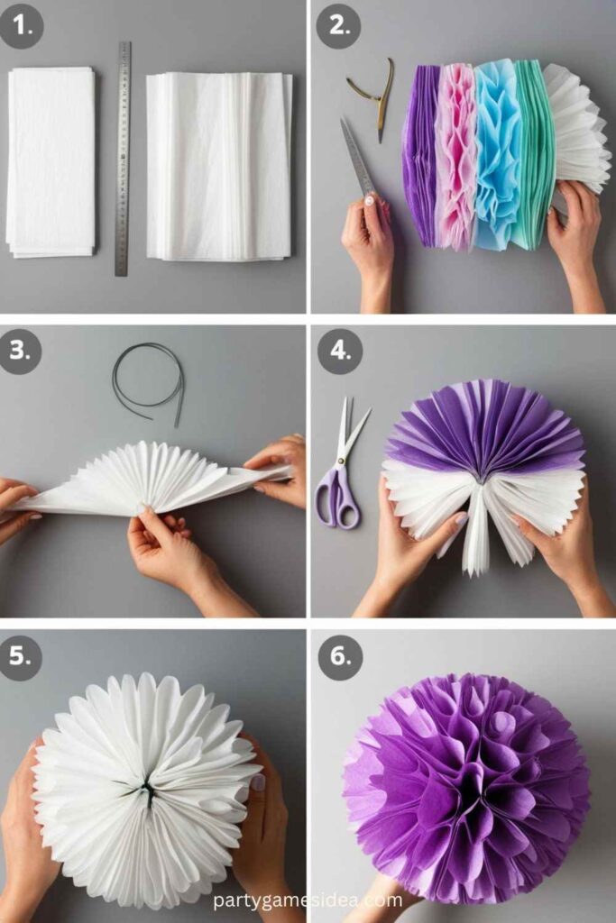 Tissue Paper Pom-Pom Flowers