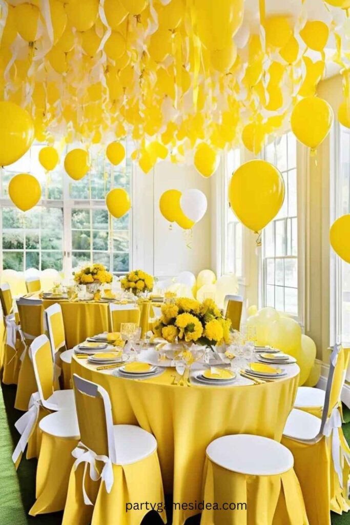 Yellow Balloons and Streamers