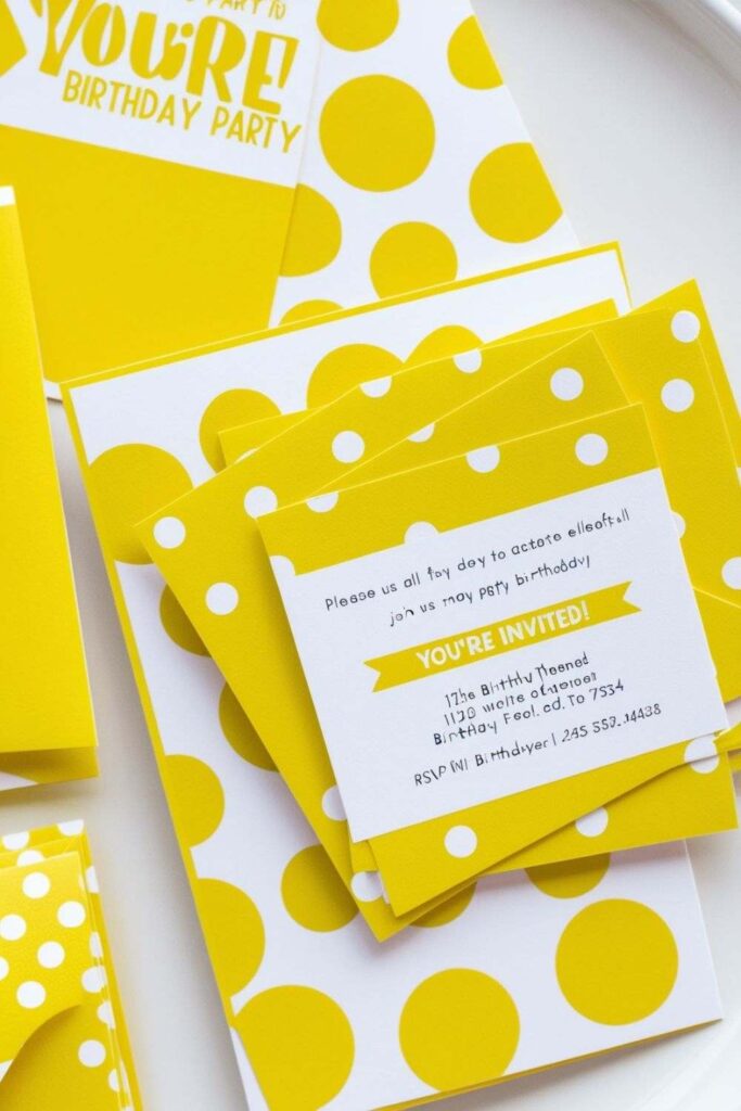 Yellow Polka Dot Invitations