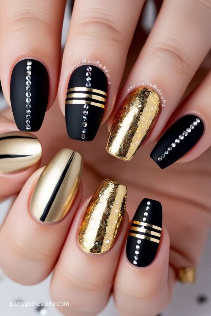 Black & Gold Nails