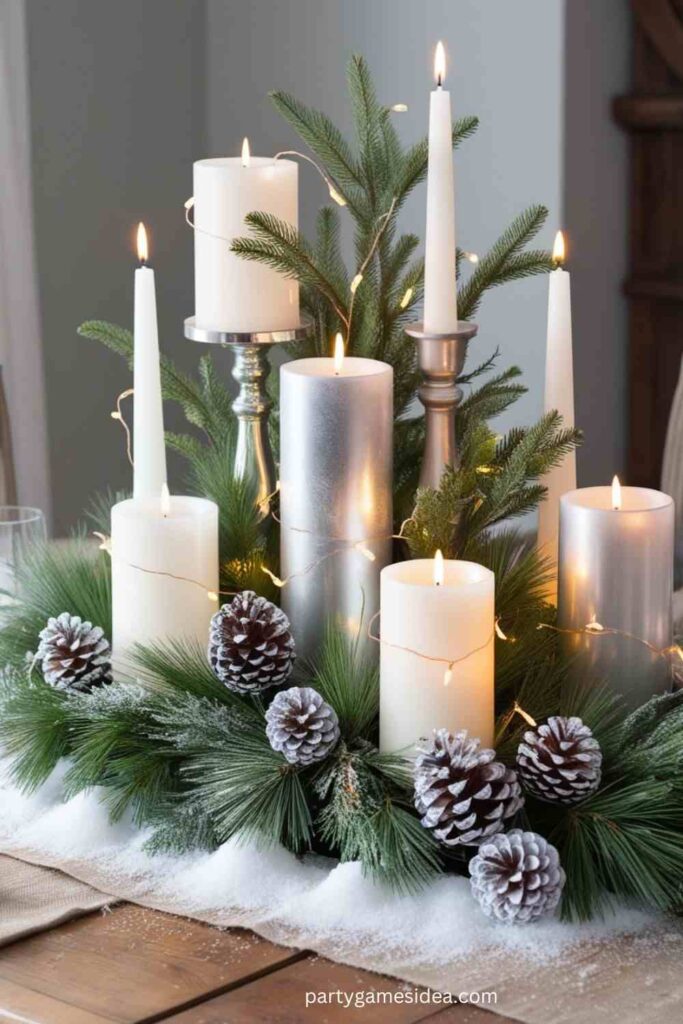 Candlelit Winter Centerpiece