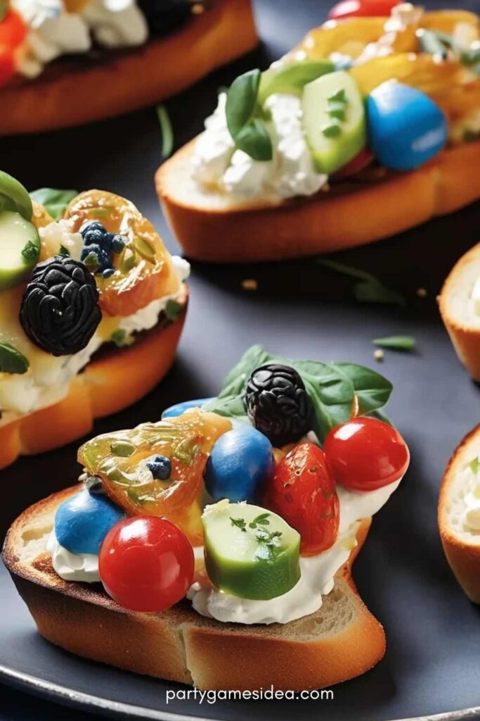 Challah Crostini with Toppings