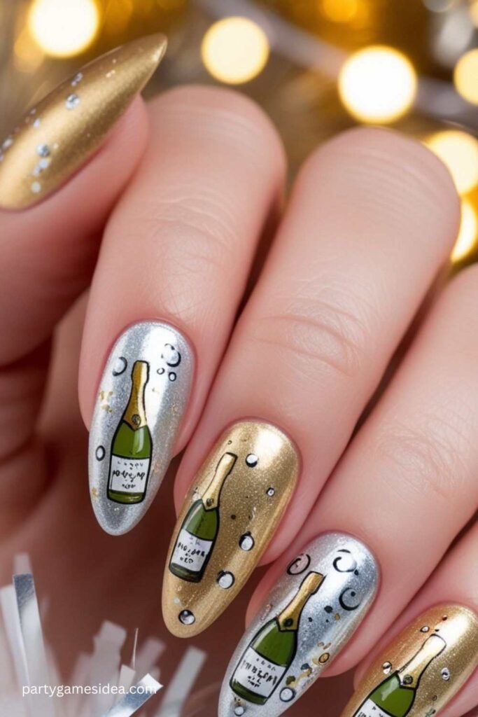 Champagne Bottle Nail Art