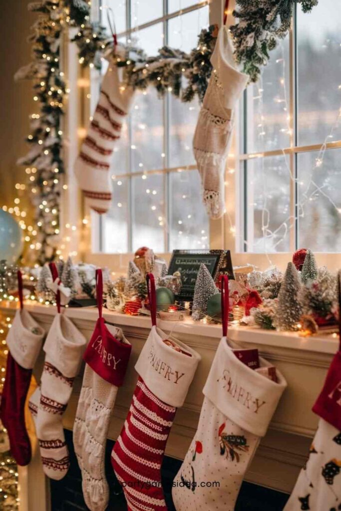 Christmas Stockings Hanging on Windows