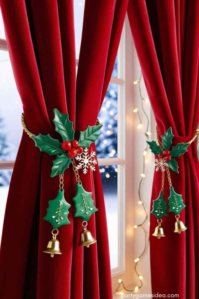 Curtain Tiebacks with Holiday Motifs