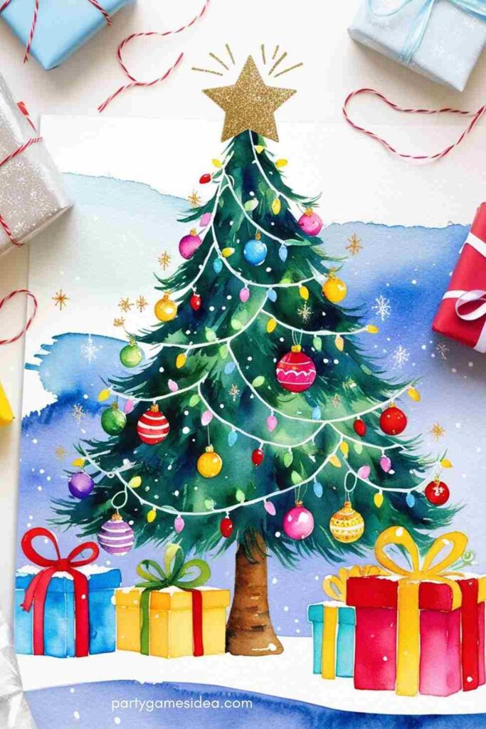 Festive Christmas Tree Paintings