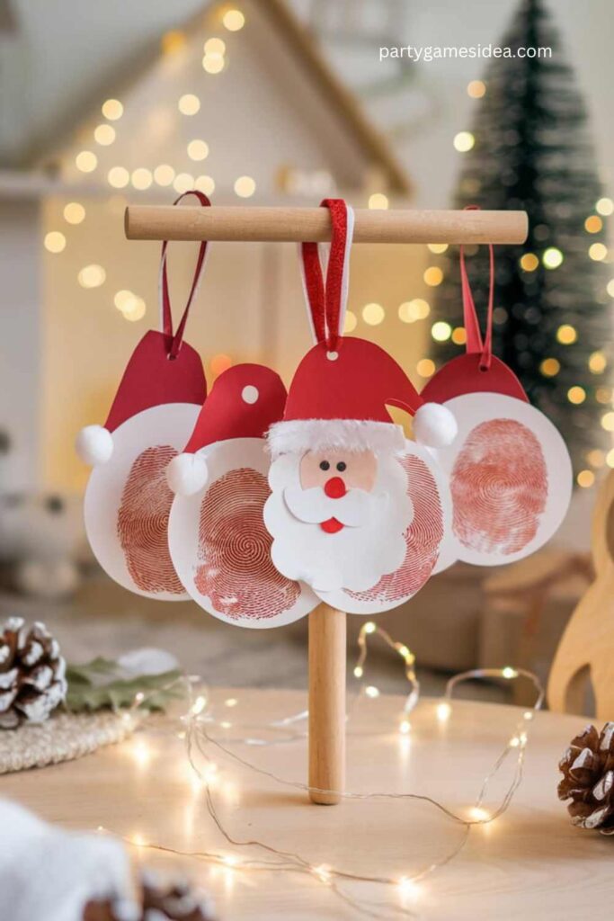 Fingerprint Santa Ornaments