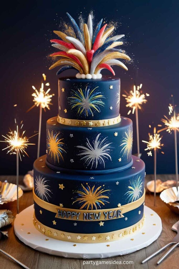 Firework-Themed Cake