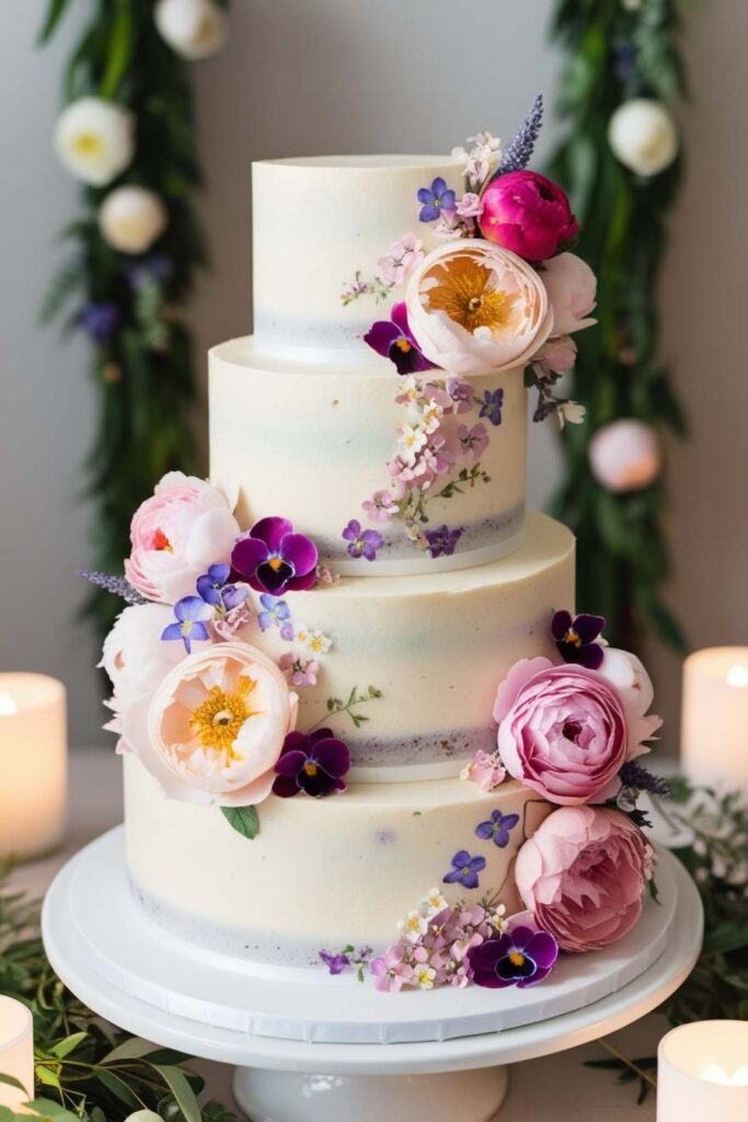 Floral Cake with Edible Flowers