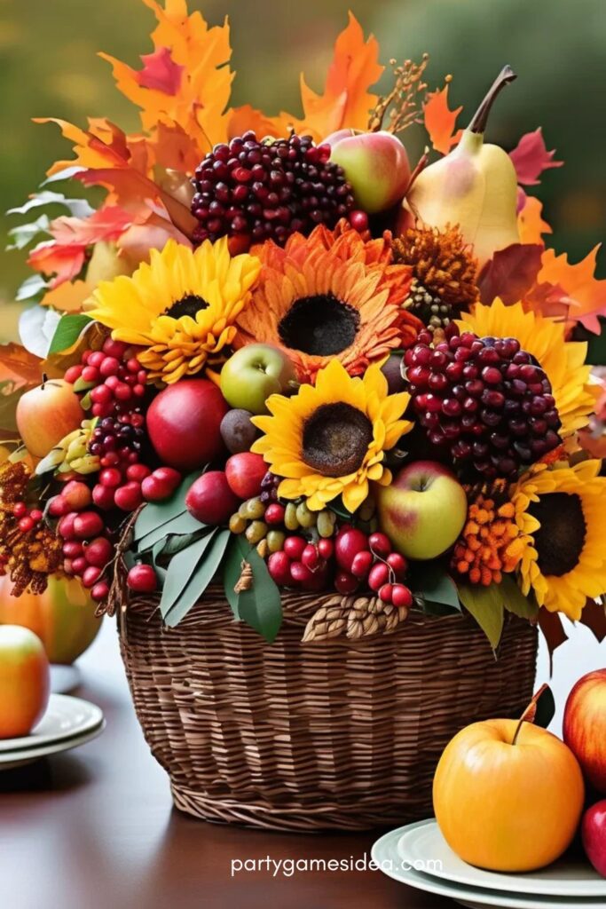 Fresh Fruit and Floral Cornucopia