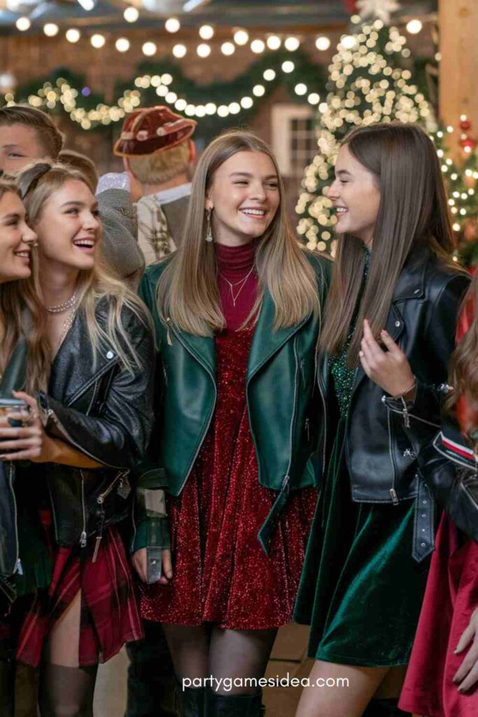 Leather Jackets and Holiday Dresses