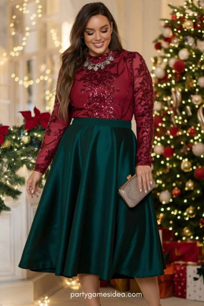 Long Sleeve Holiday Tops with Skirts