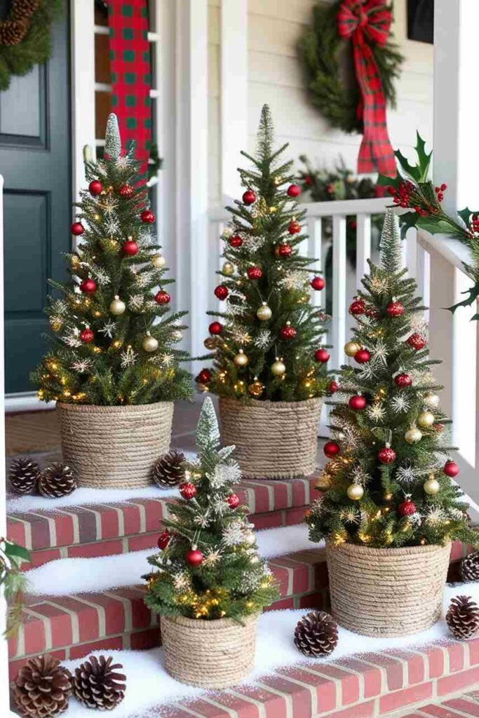 Miniature Christmas Trees in Baskets