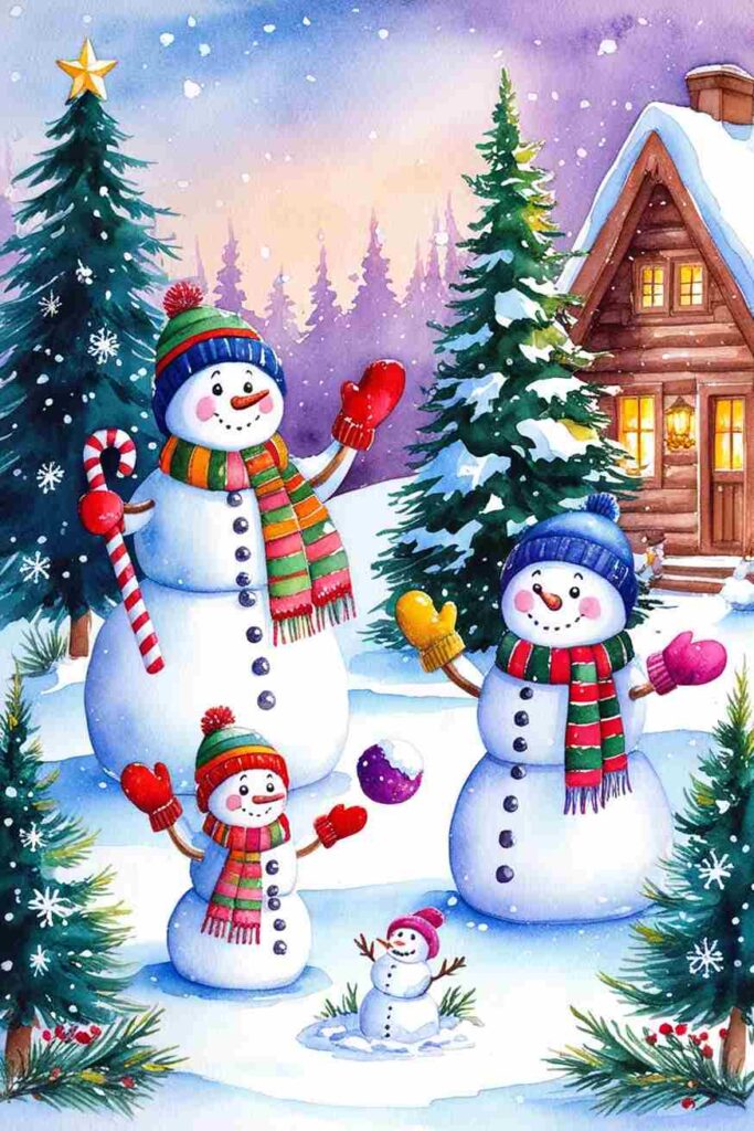 Playful Snowmen Scenes