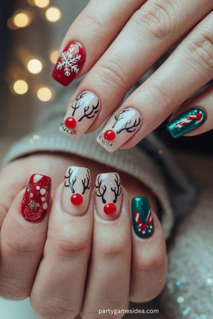 Reindeer Nail Art