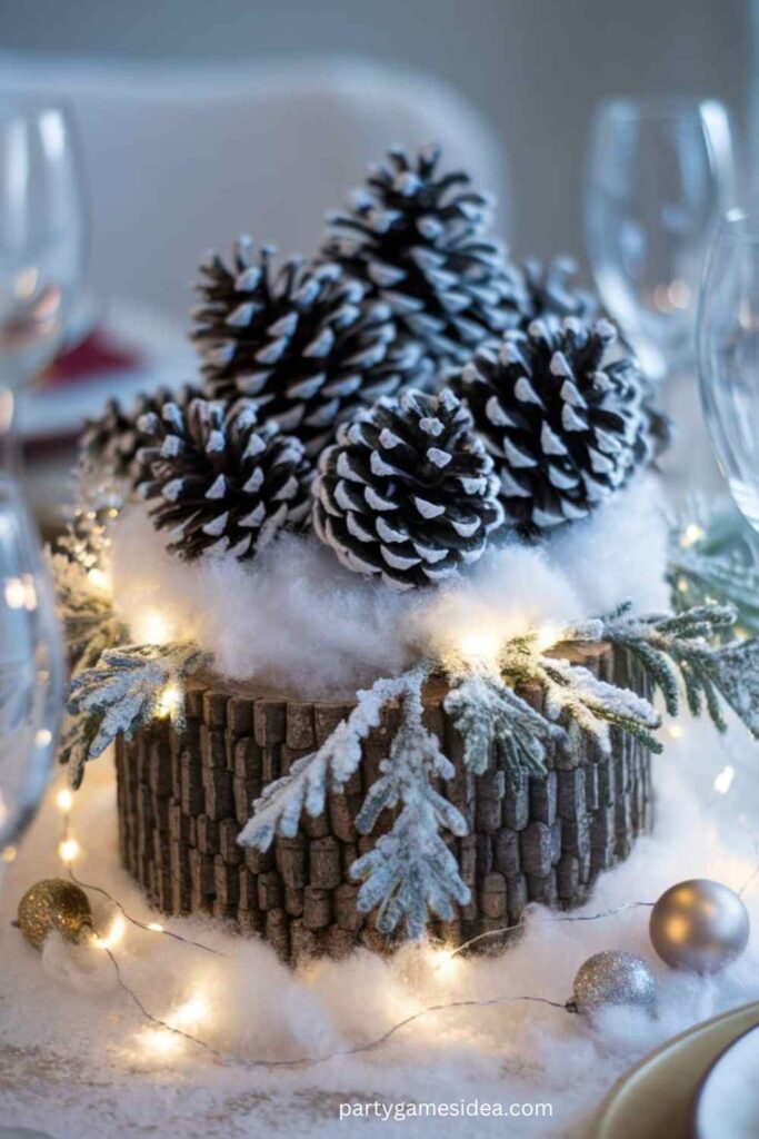 Snowy Pinecone Centerpiece