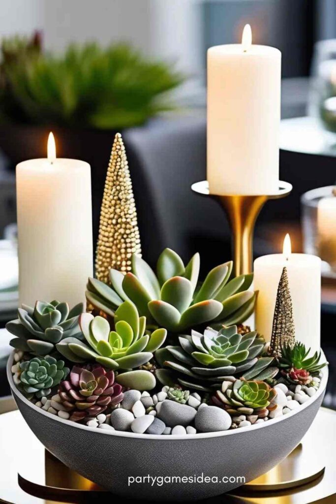 Succulent and Candle Centerpiece