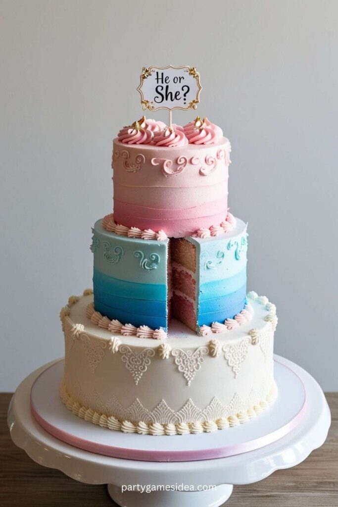 Tiered Gender Reveal Cake