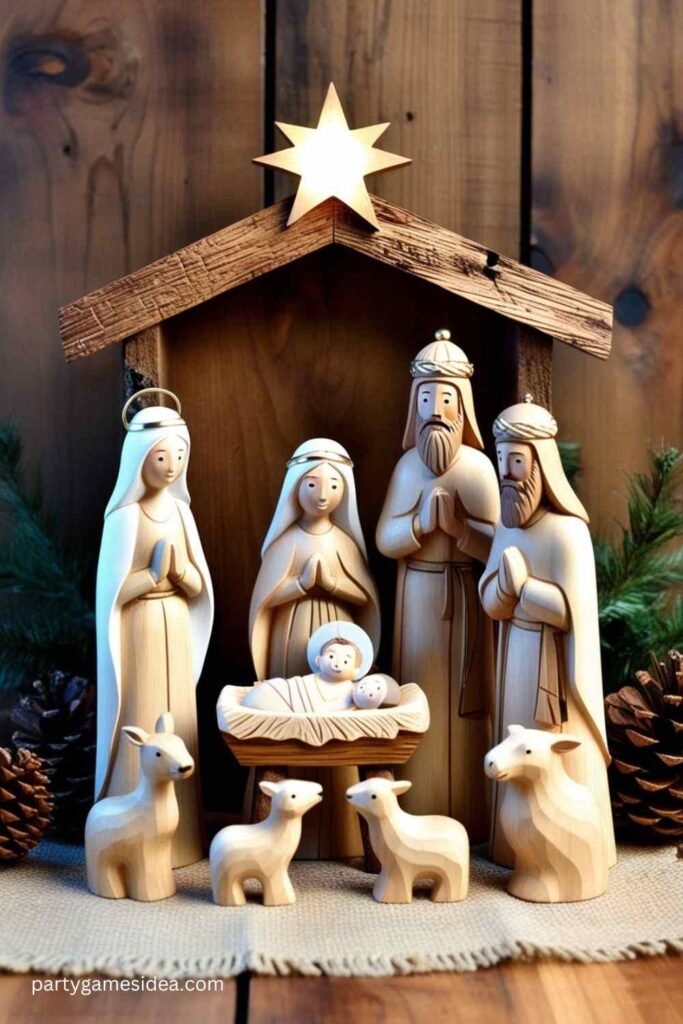 Wooden Nativity Scene