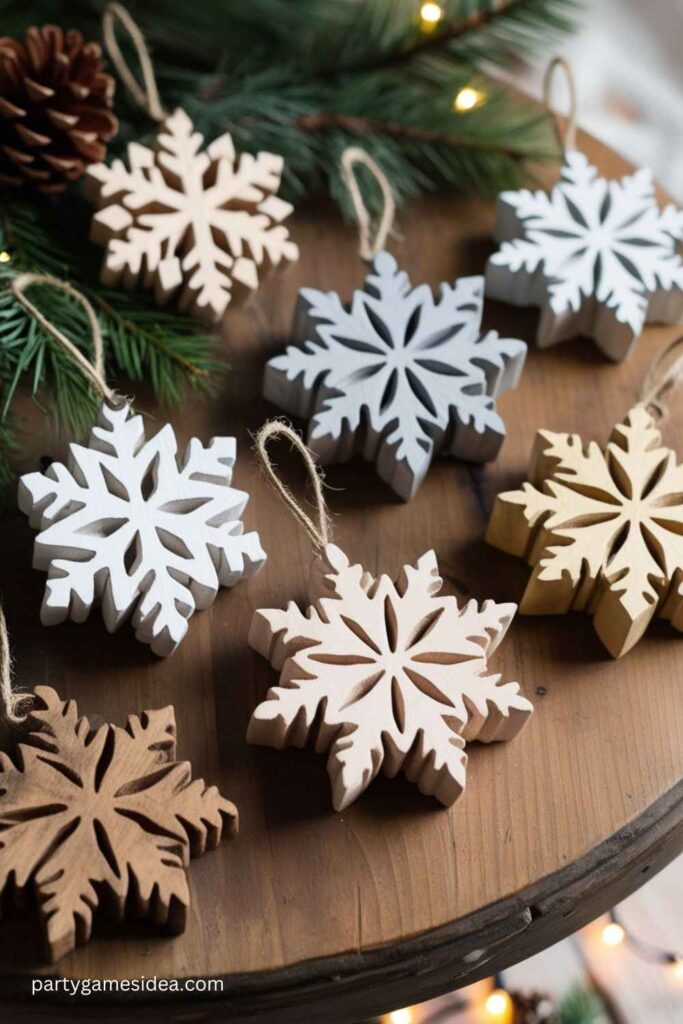 Wooden Snowflake Ornaments