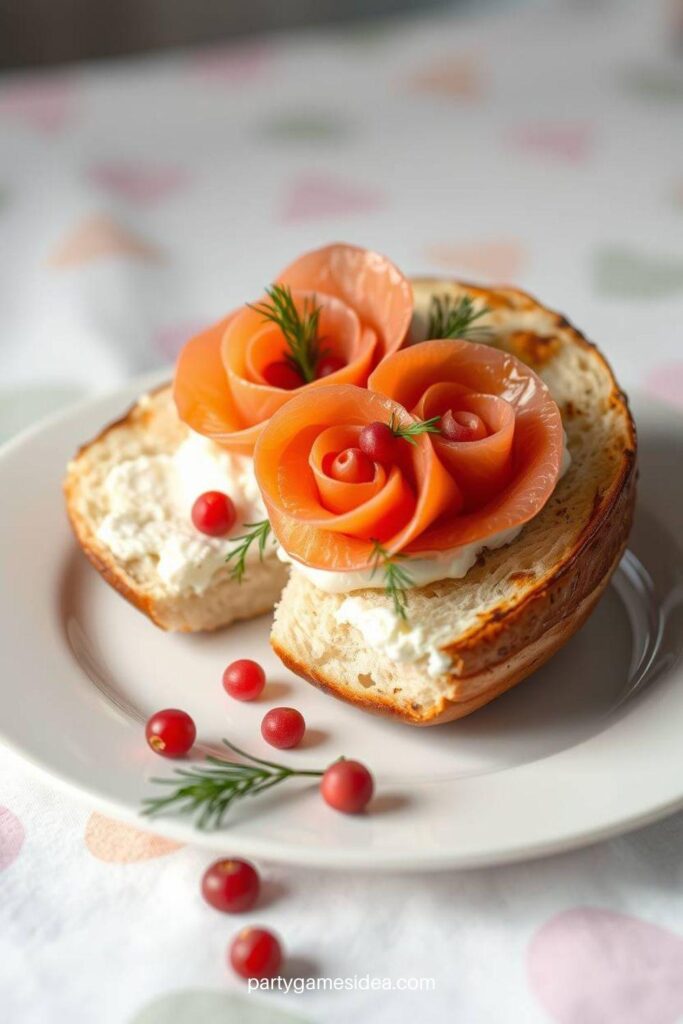 Bagel with Lox & Cream Cheese Roses