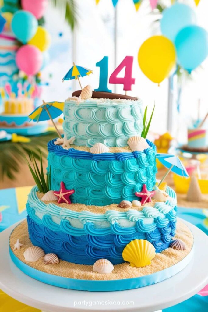 Beach-Themed Birthday Cake