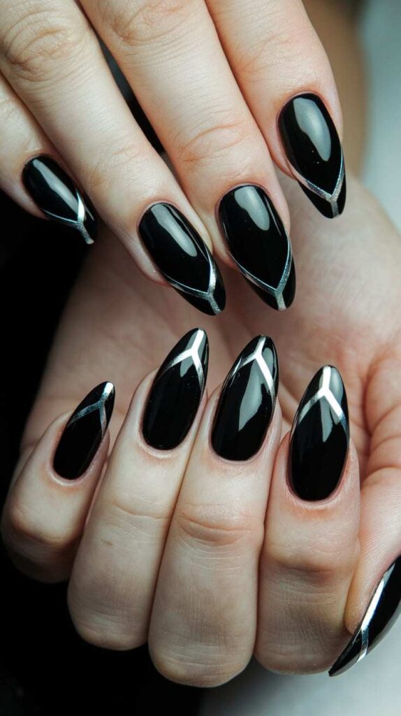 Black and Metallic French Tips