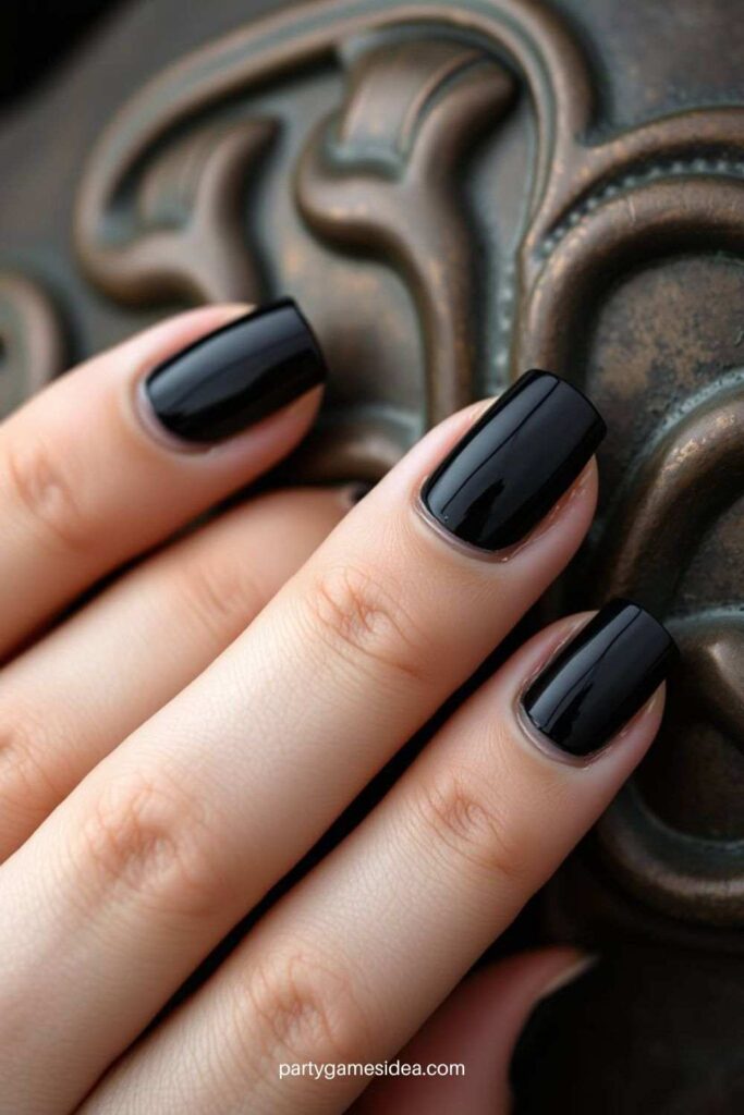 Classic Glossy Black Nails