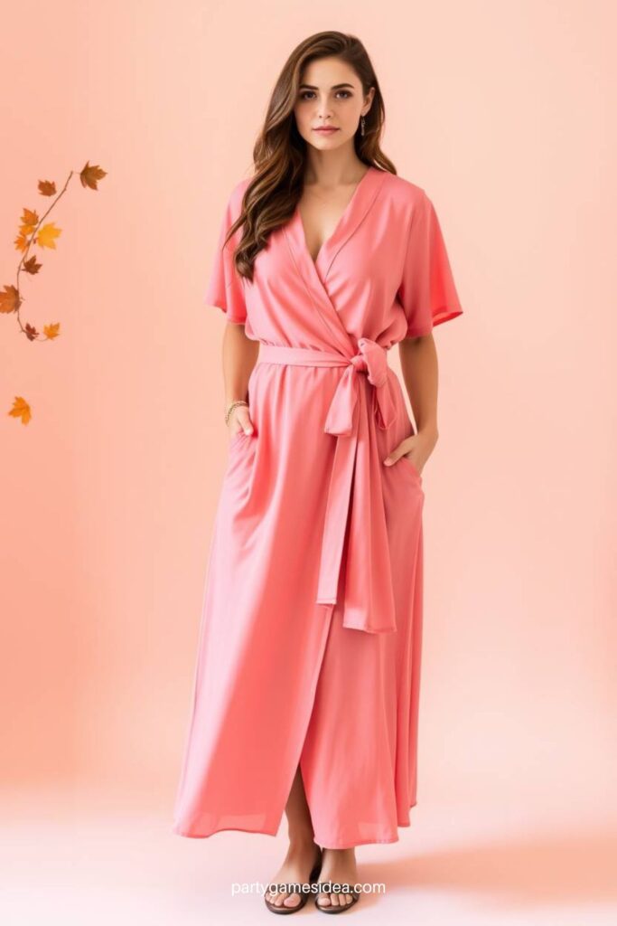 Coral Pink Wrap Dress