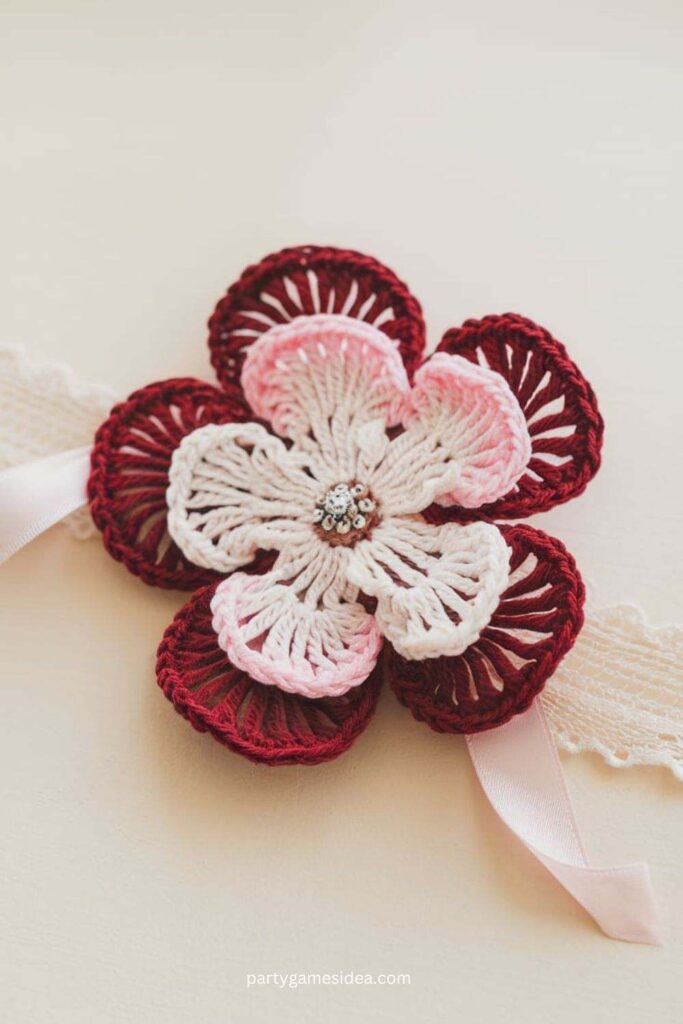 Crochet Flower Brooch