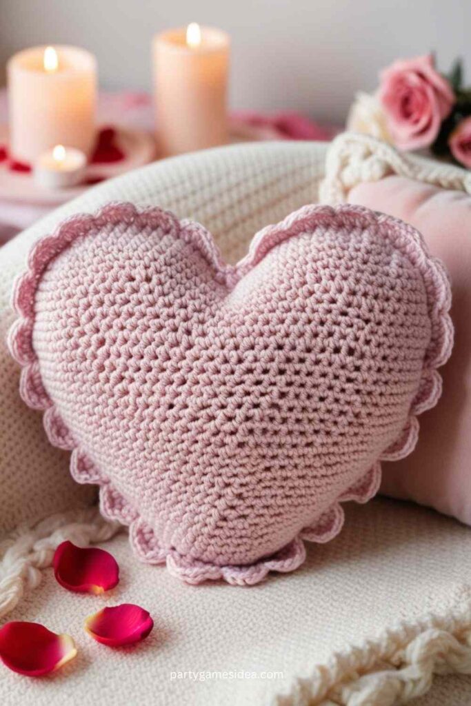 Crochet Heart Pillow