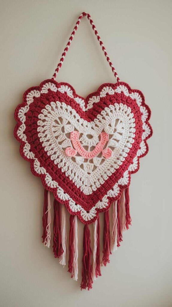 Crochet Heart-Shaped Wall Hanging