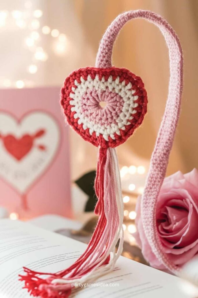 Crochet Love-Themed Bookmark