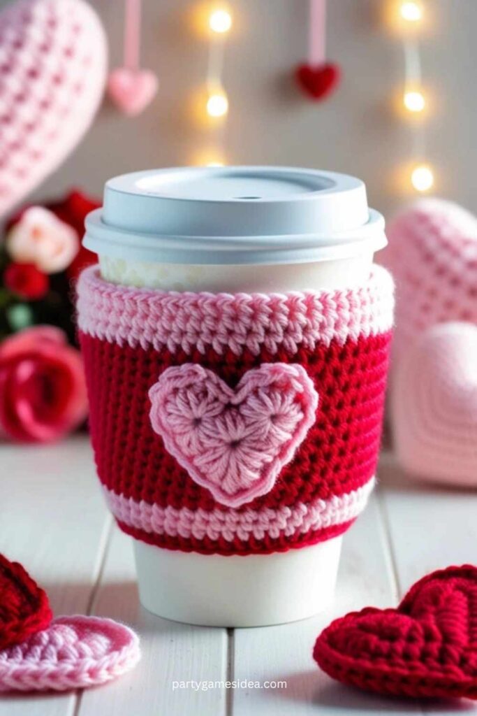 Crochet Valentine’s Day Cup Cozy