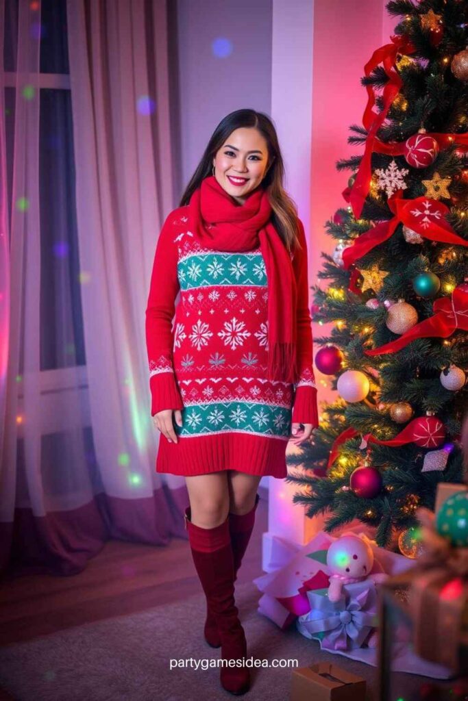 Festive Sweater Dress