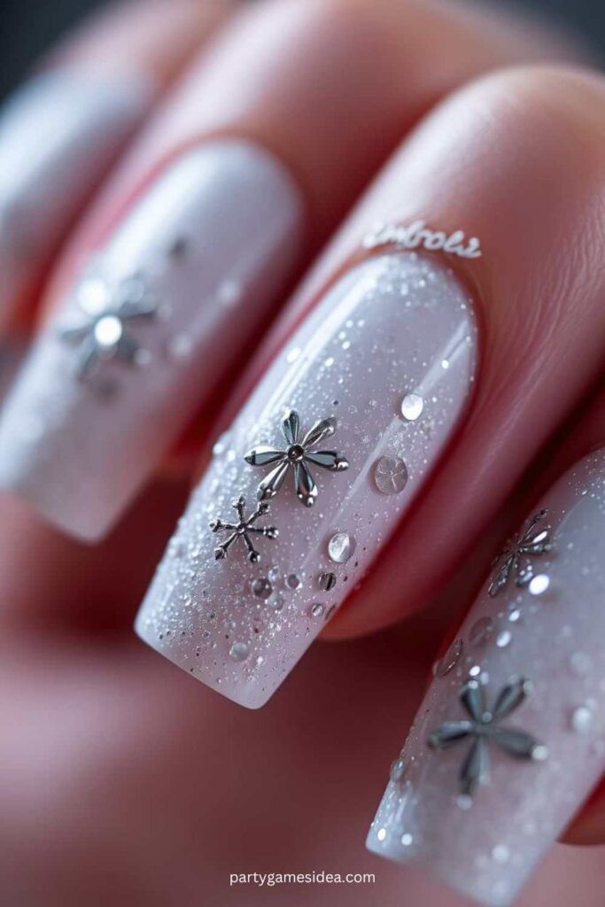 Frosted Glitter Nails