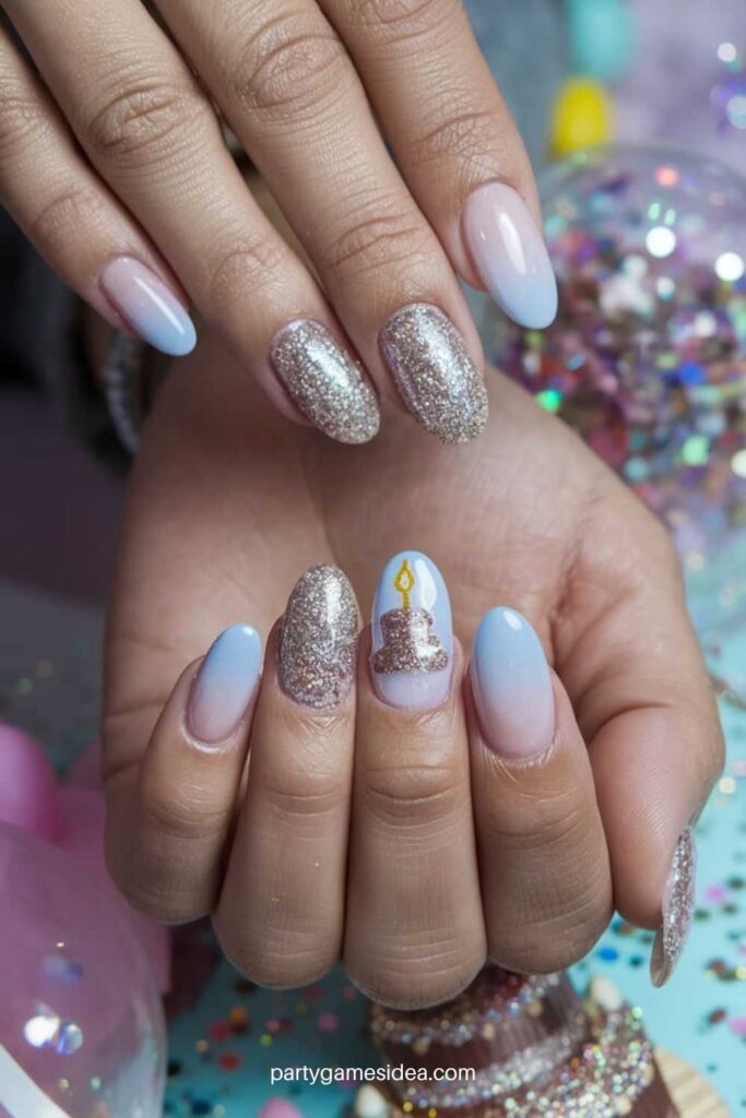 Glitter Accent Nails