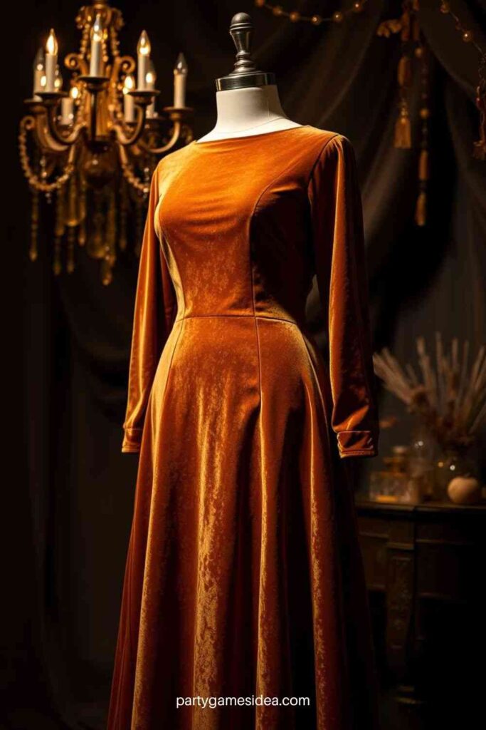 Gold Velvet Dress