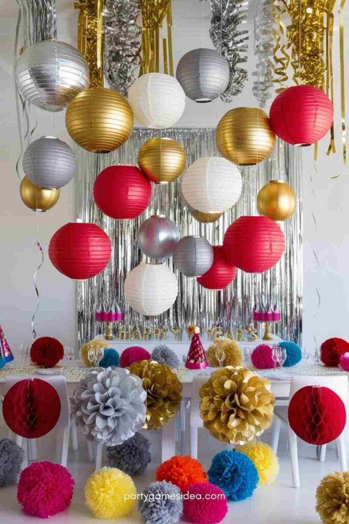 Hanging Paper Lanterns or Pom Poms