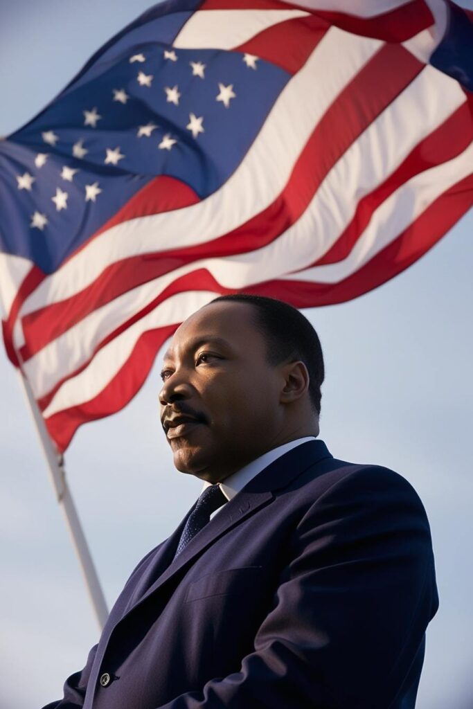 MLK Jr. with the American Flag