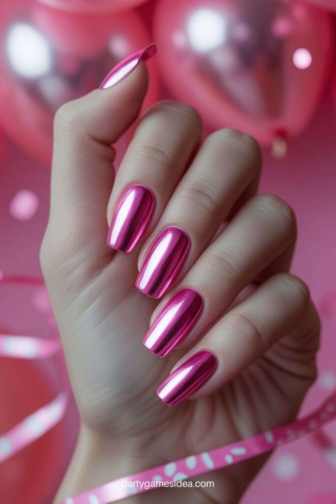 Metallic Pink Nails