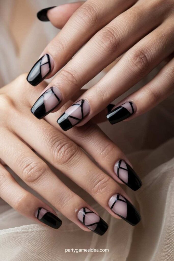 Negative Space Black Nails