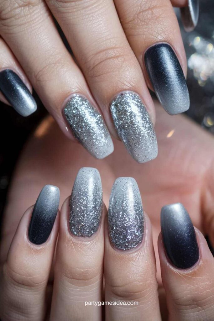 Ombre Silver Glitter