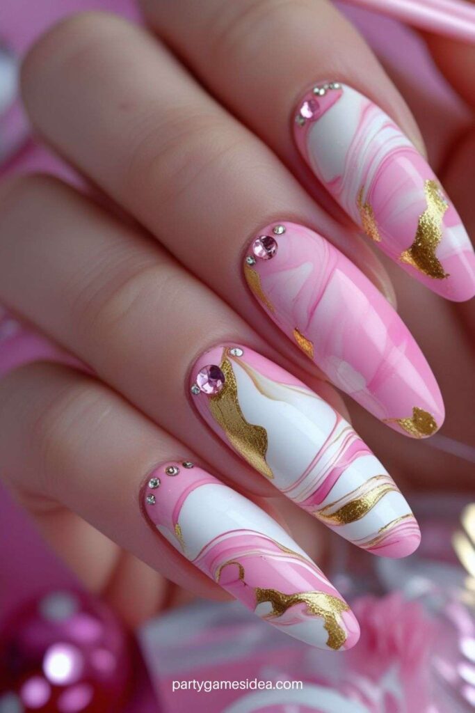 Pink Marble Nails