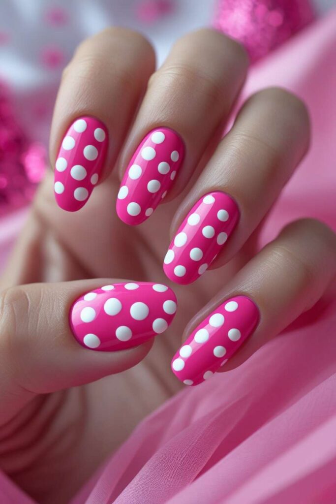 Polka Dot Pink Nails