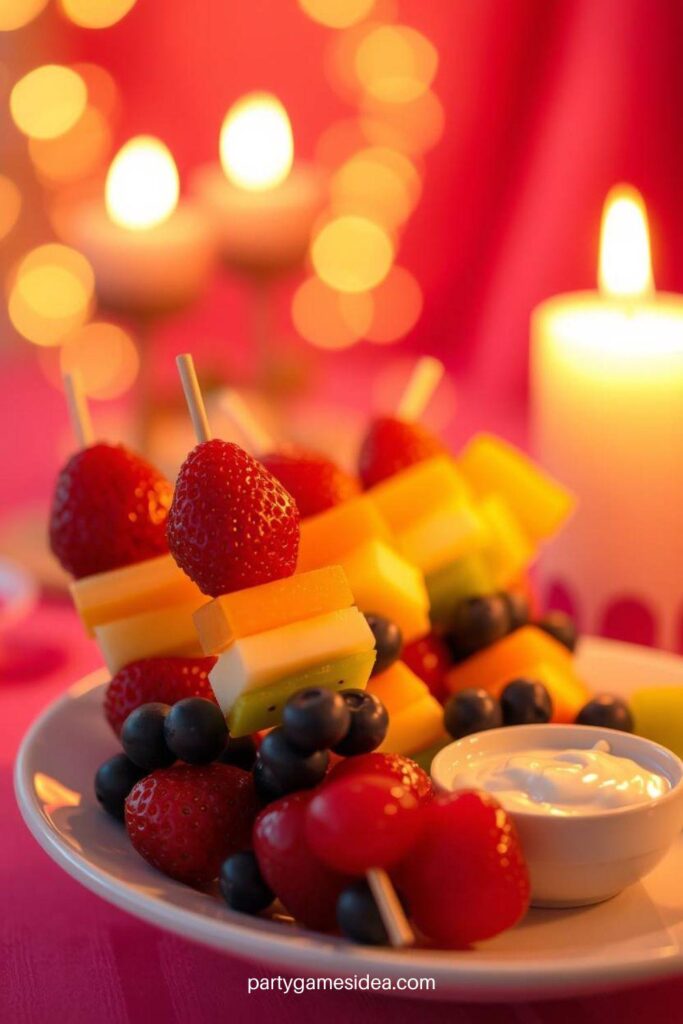 Rainbow Fruit Skewers with Yogurt Dip