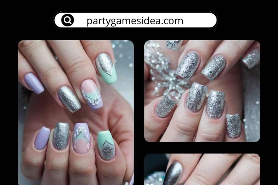 Silver Party Nails Designs